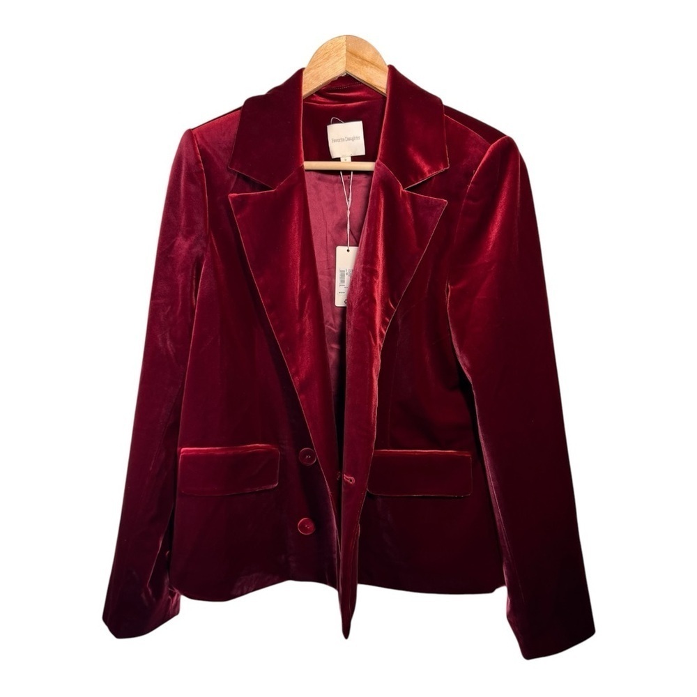 FAVORITE DAUGHTER Amore Velvet Blazer in Maroon NWT - Picture 4 of 11